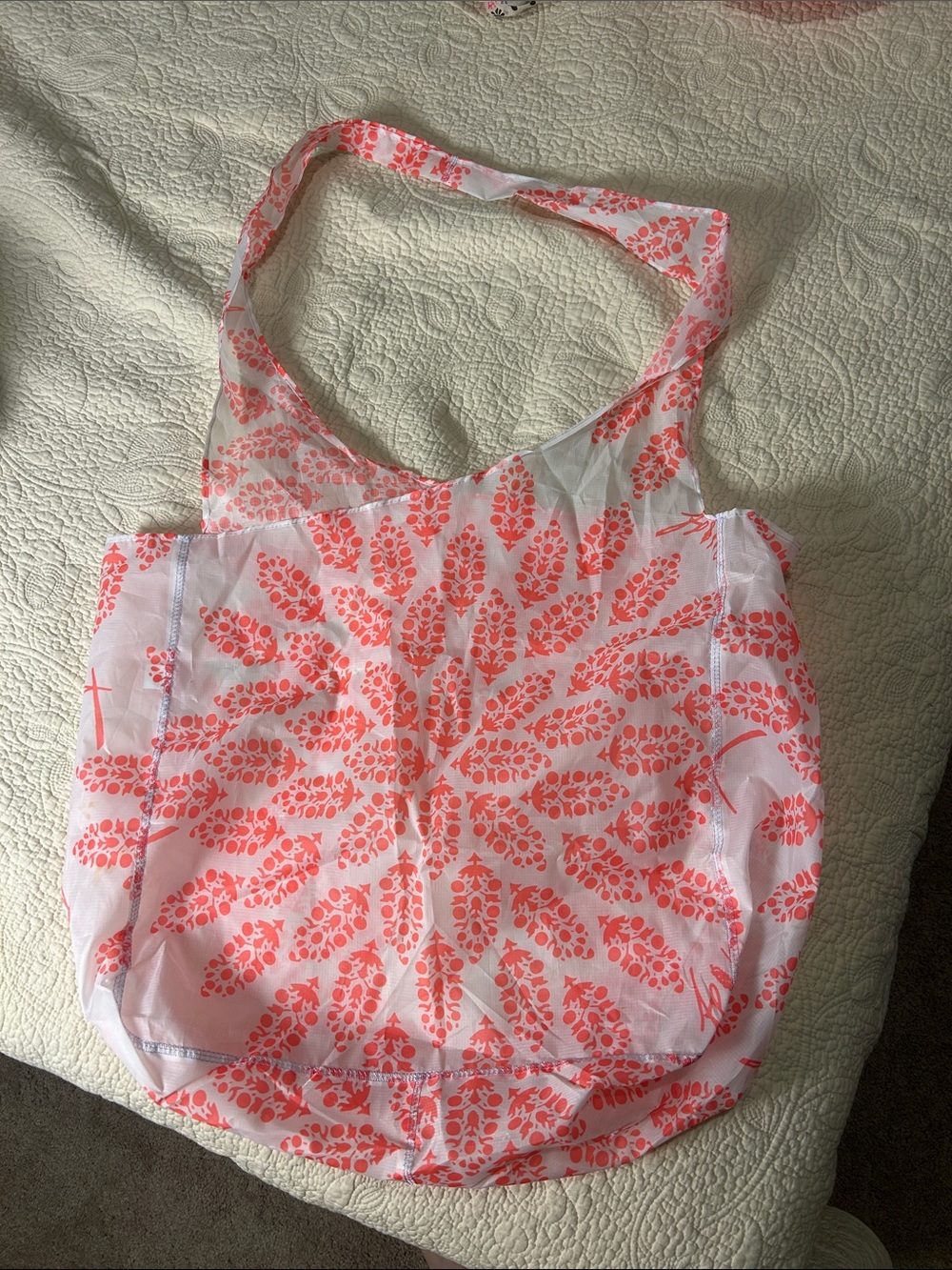 Free People Pink Coral Floral Reusable Tote Bag